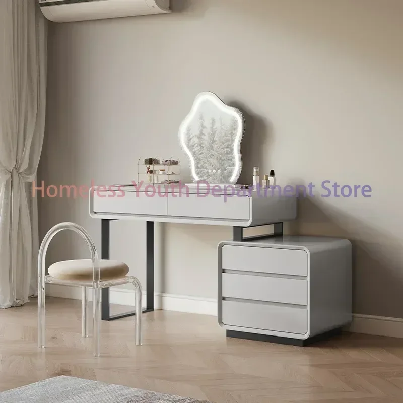 Simple Bedroom Furniture Mordern Dresser Table And Acrylic Chair Combination For Home Minimalist Dressing Makeup Dresser Vanity