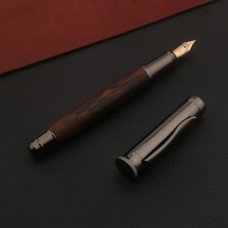 1pc Wood Fountain Pen Tiger Skin Pattern Gun Grey Stationery Office School Supplies New Ink Pen