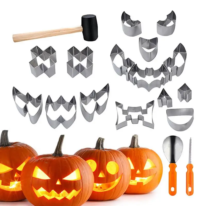 

18pcs Pumpkin Carving Tools Stainless Steel Pumpkin Whittling Tools Fruit and Vegetable Corer Remover Pumpkin Hollowing Tool Set