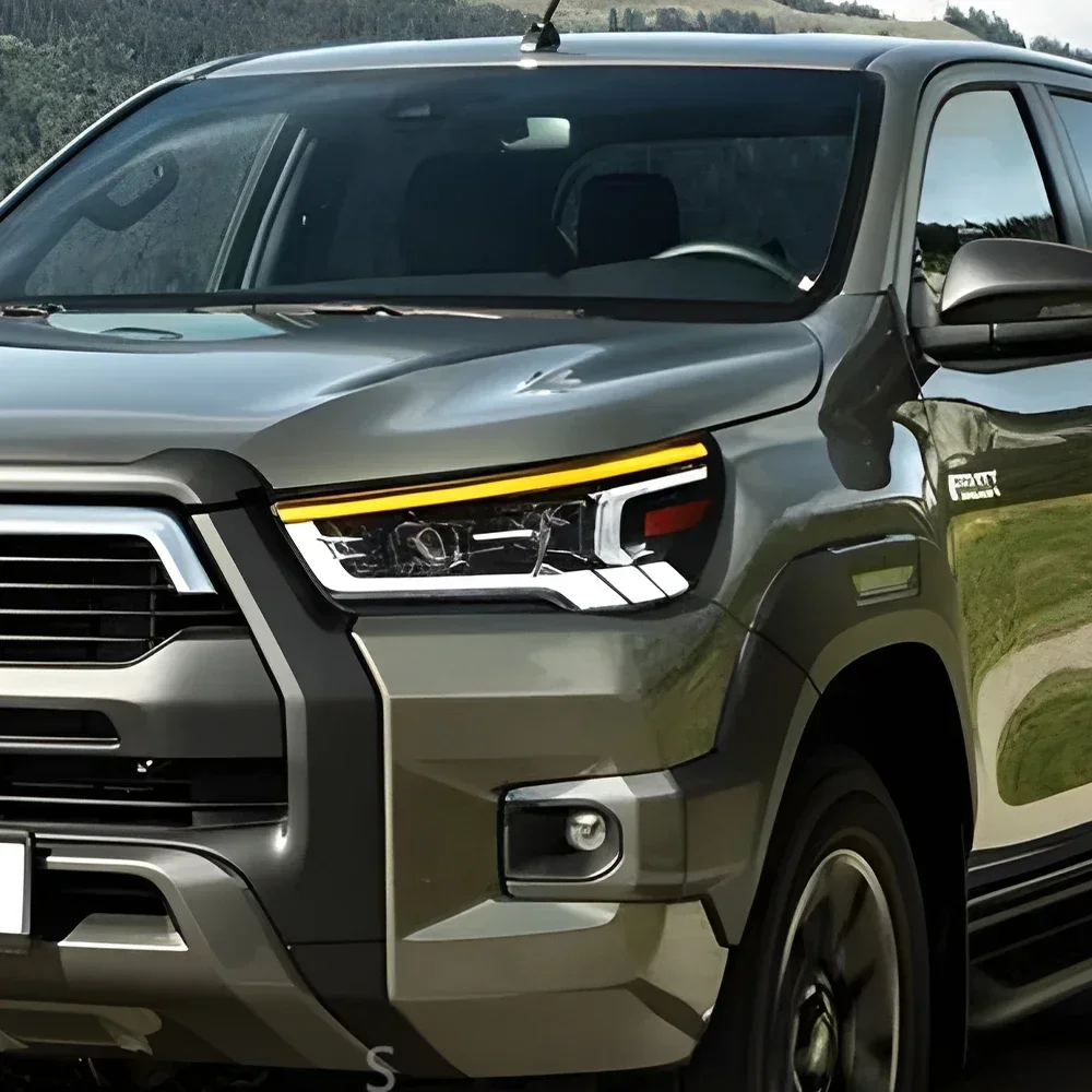 

Автомобильные передние фонари в сборе для Toyota Hilux Revo Vigo 2021-2024, обновленные автомобильные фары, светодиодные аксессуары с двумя линзами проектора