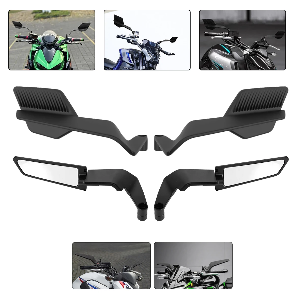 Motorrad Seite Spiegel Für Kawasaki Z1000 Z900 Z800 Z750 Z650 Z400 Z300 Z250 Z125 Rückspiegel Kits Drehen Einstellbar