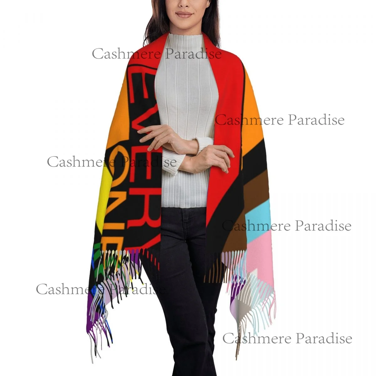 Pride Flag Rainbow Women's Pashmina Shawl Wraps Fringe Scarf Long Large Scarf