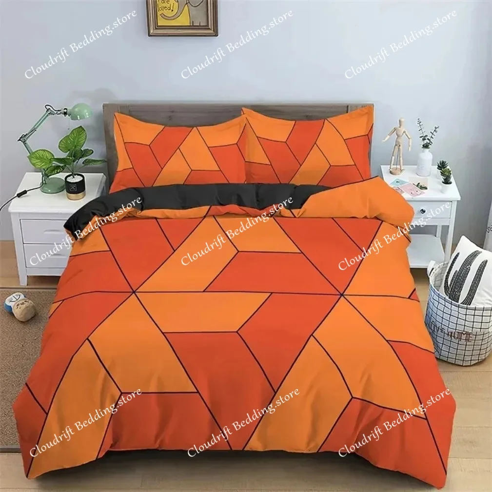 

Модный комплект постельного белья с геометрическим принтом в форме трапеции, простой современный геометрический комплект постельного белья, пододеяльник и наволочка для односпальной и двуспальной кровати.