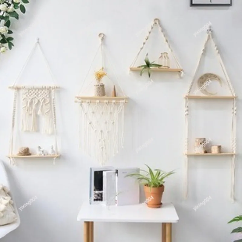 Triangular Wooden Wall Flower Pot, Creative Plant Shelf Crafts Home Wall Art Decoration