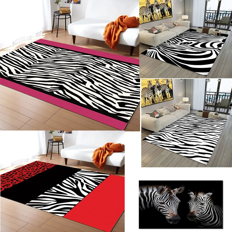 1 PC Leopard Zebra Carpet Home Area Rug Large Entrance Door Mat Rugs for Bedroom Rug Living Room Bedroom Decor Anti-slip Mats