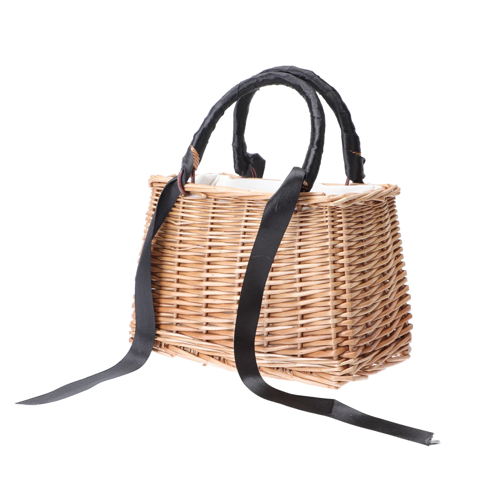 

Rattan Flower Basket Decorative Organizer Packing Small Square Bag Gift Delicate Woven Storage Container