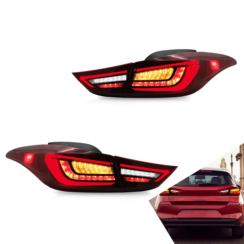 

LED Taillights Assembly For Hyundai Elantra 2011-2016 Red With Turn Signal Sequenial Indicator Car Accessories