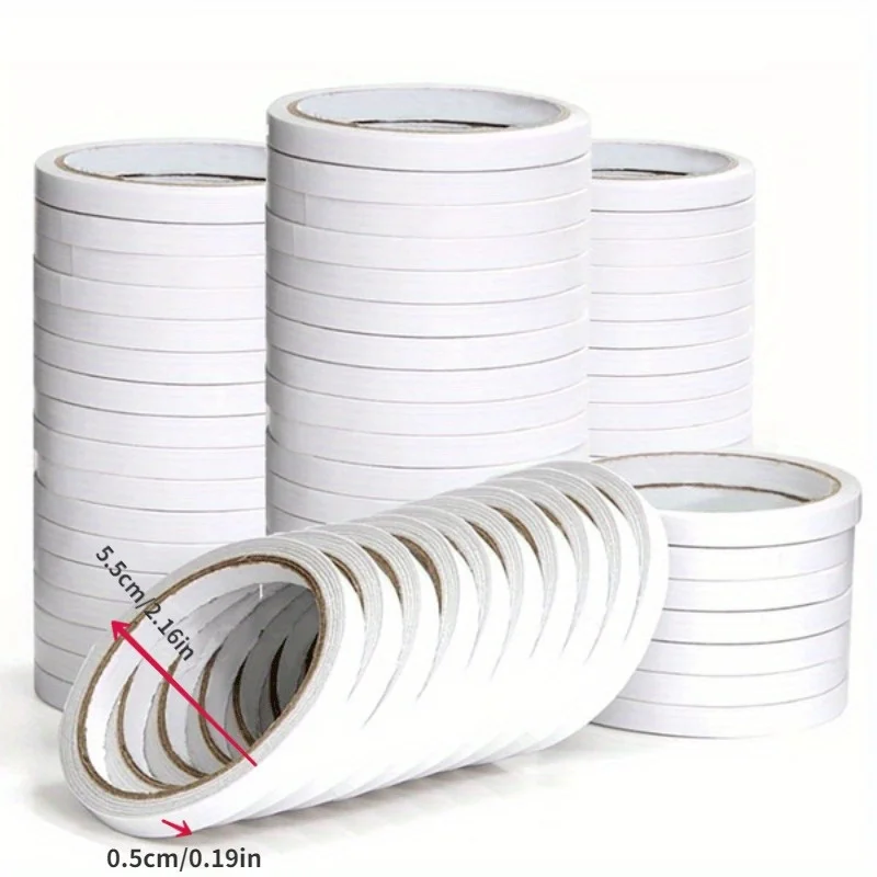 YITAPE 20 Rolls Strong Double Sided Tape 5mm*4.5M Slim Adhesive Tape for Scrapbooking Arts Crafts Office School Gift Card DIY