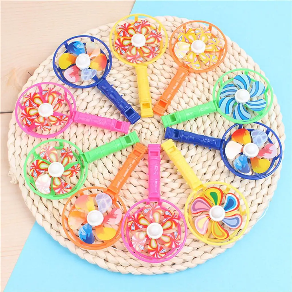 Colorful Windmill Whistle Party Supplies for Children Birthday Gift Props Classic Spinner Toy for Boys Girls 5 Pack