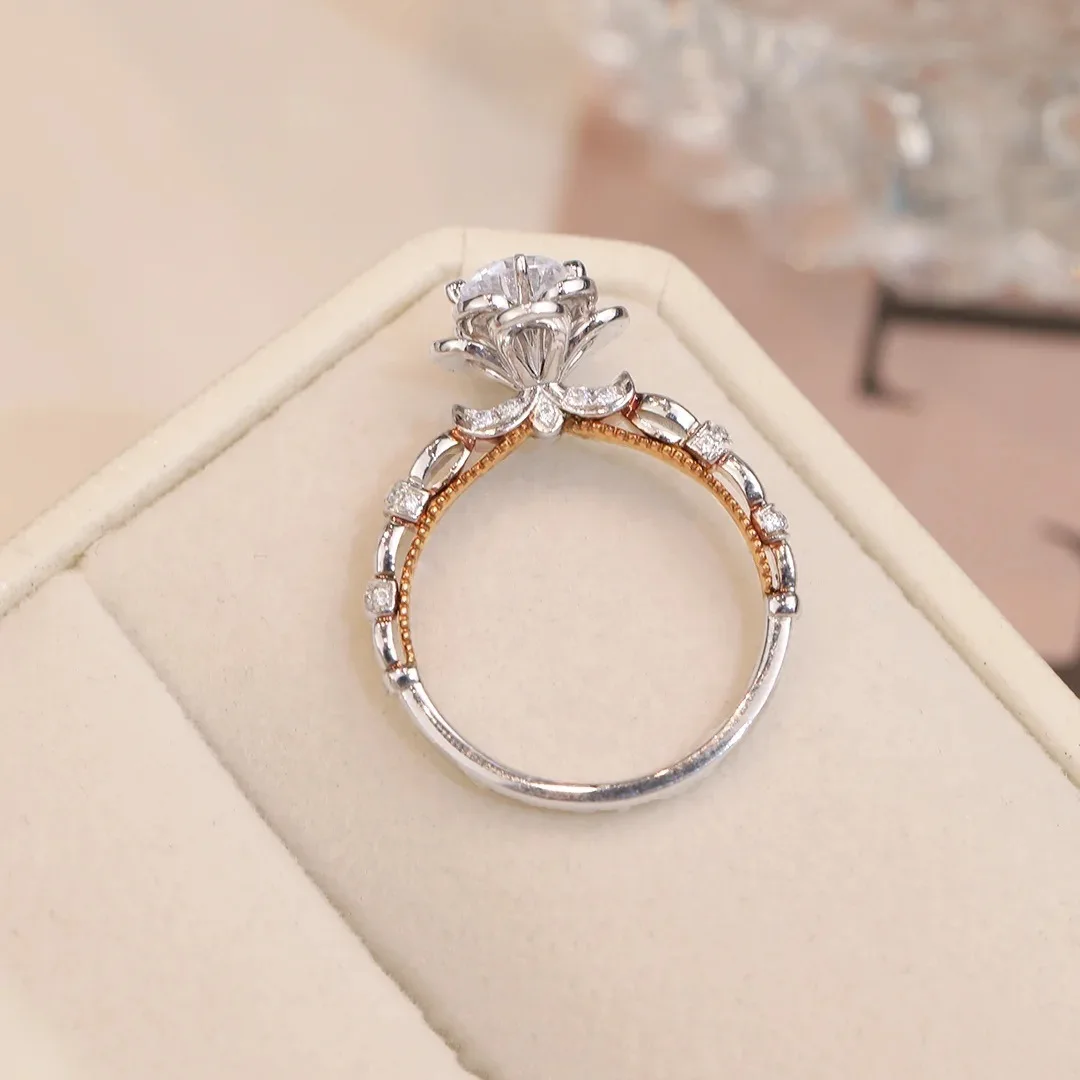 

Романтическое кольцо для женщин с муассанитом 0,3 карата, платина PT950 - форма букета, нежное сияние 0,3 карата, идеально для повседневной носки