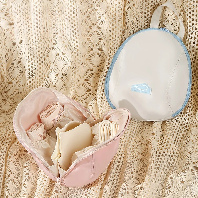 

Large Capacity Bra Panties Socks Organizer Bag, 4 Elastic Dividers Shell Zipper Travel Storage Pouch for Women Underwear Closet