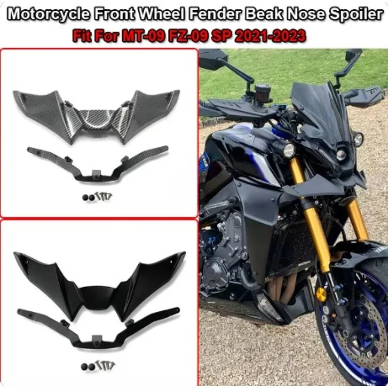 For YAMAHA MT-09 FZ-09 MT09 FZ09 SP 2021-2023 Motorcycle Front Wheel Fender Beak Nose Cone Extension Extender Cowl Spoiler,1pcs