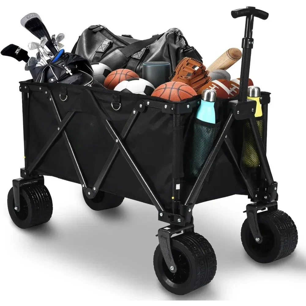 

Garden Cart, Heavy Duty Foldable with 240L Capacity and Load 330lbs Wagons, Utility Wagon All-Terrain with Brake, Garden Cart