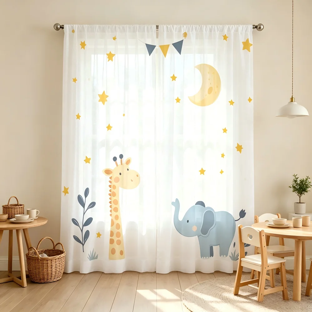 Curtain Sheer Voile - Lot de 2 rideaux transparents à