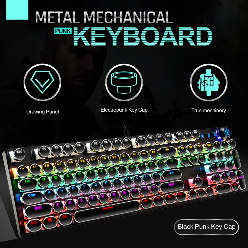 

K88 Knob Version With 104 Keys And 26 Lighting Modes Mechanical Game Keyboard Switch Blue Wired Mixed Backlight Computer