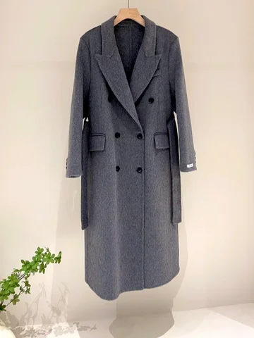 2024 새로운 다목적 세련된 양면 울 오버코트 단순 대형 통풍이 잘되는 긴 한국식 정장 칼라 더블 행 버튼 Best5
