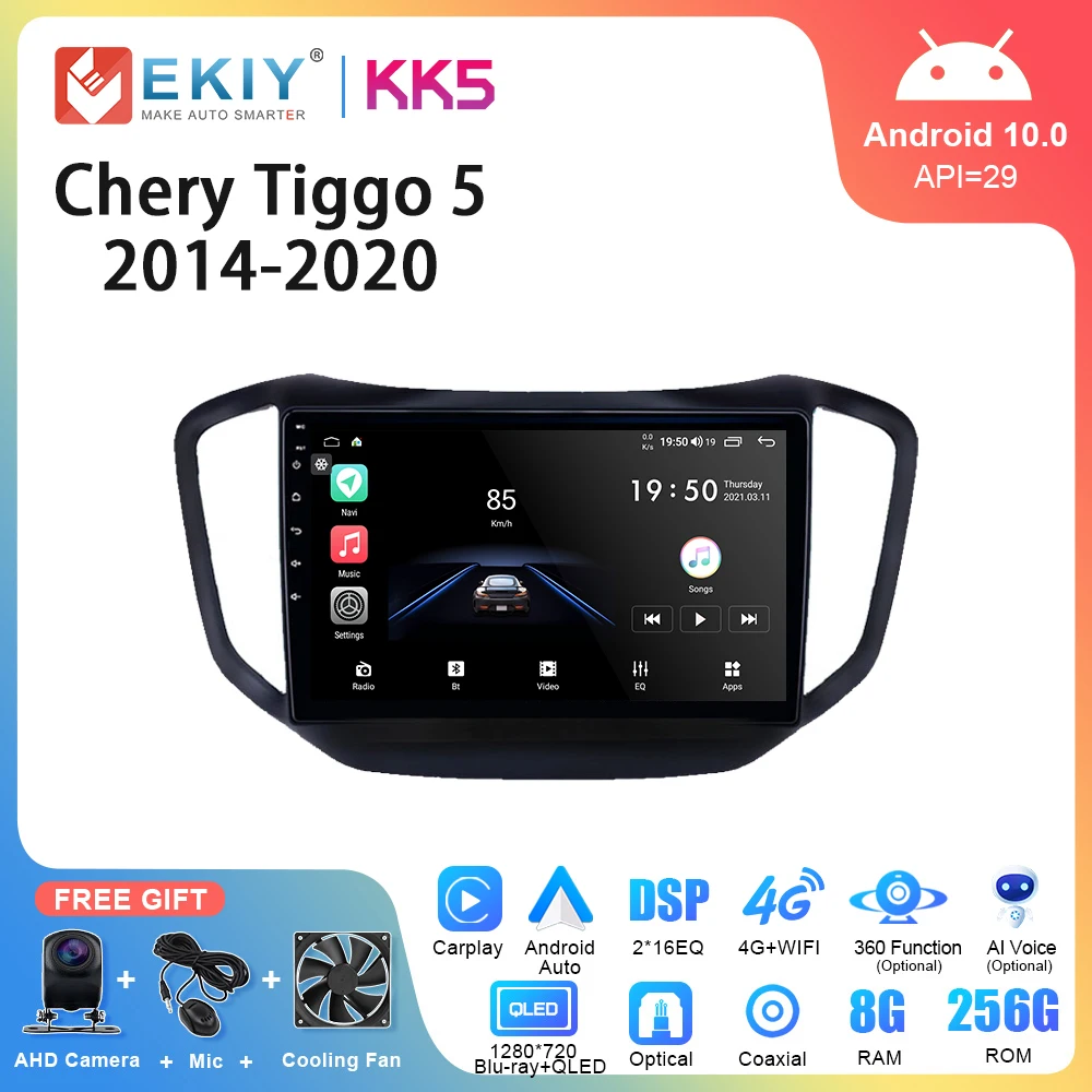 

EKIY KK5 Android 10 Car Radio For Chery Tiggo 5 2014-2020 Blu-ray QLED AI Multimedia WIFI Video Player Navigation GPS head unit