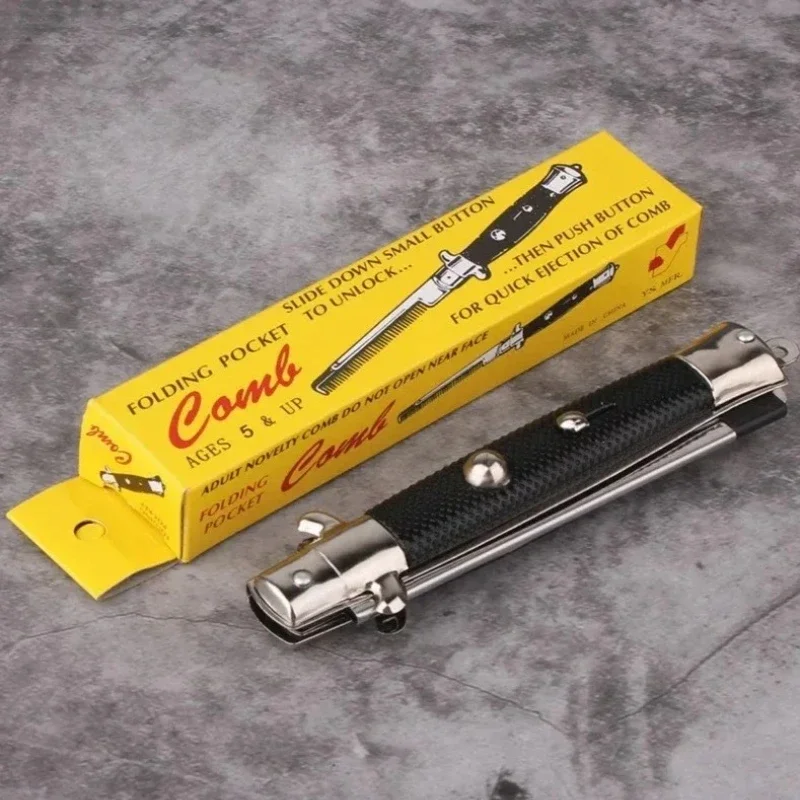 2026 Folding Comb Spring Comb American Oil Head Comb Portable Travel Large Back Head Butterfly Pocket Automatic Jump Comb