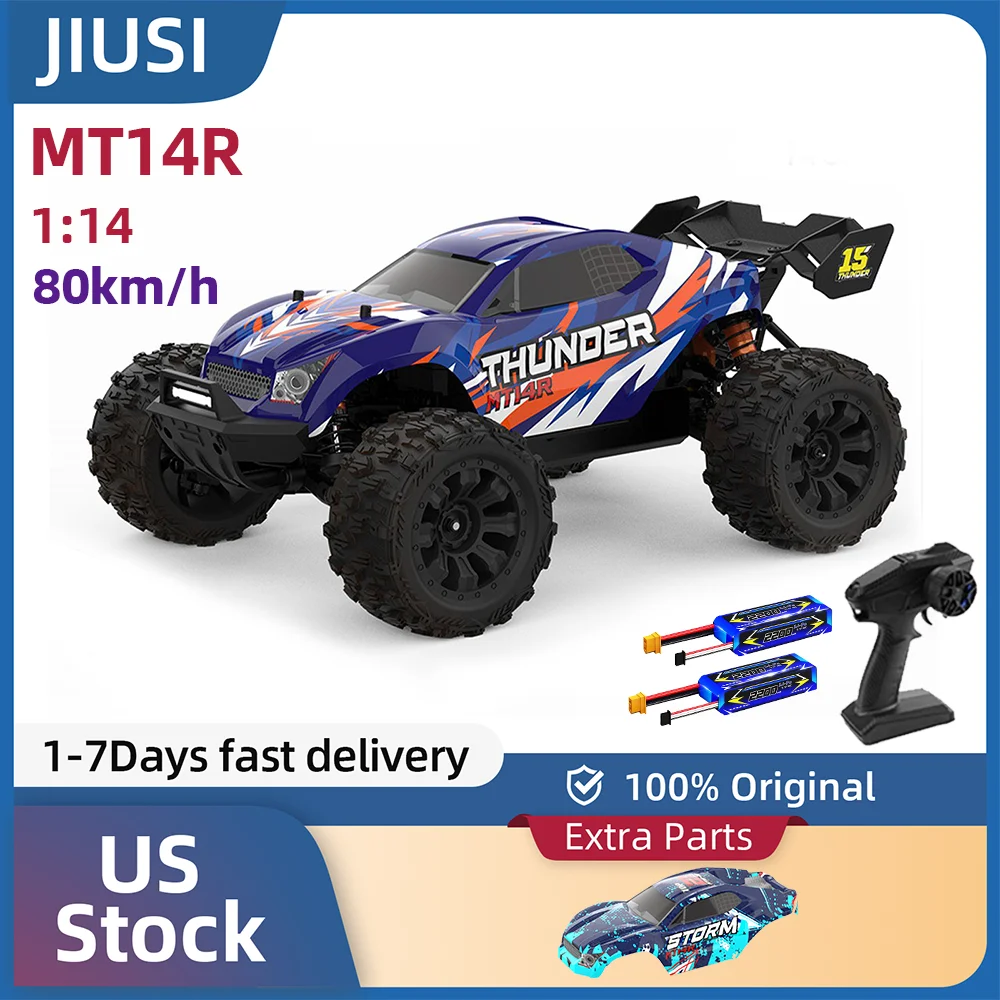 

JIUSI MT14R 1/14 Brushless RC Car 25W Fast Charging 80KM/H High Speed Off-road Monster Truck 2.4G Remote Control Car Toy as Gift