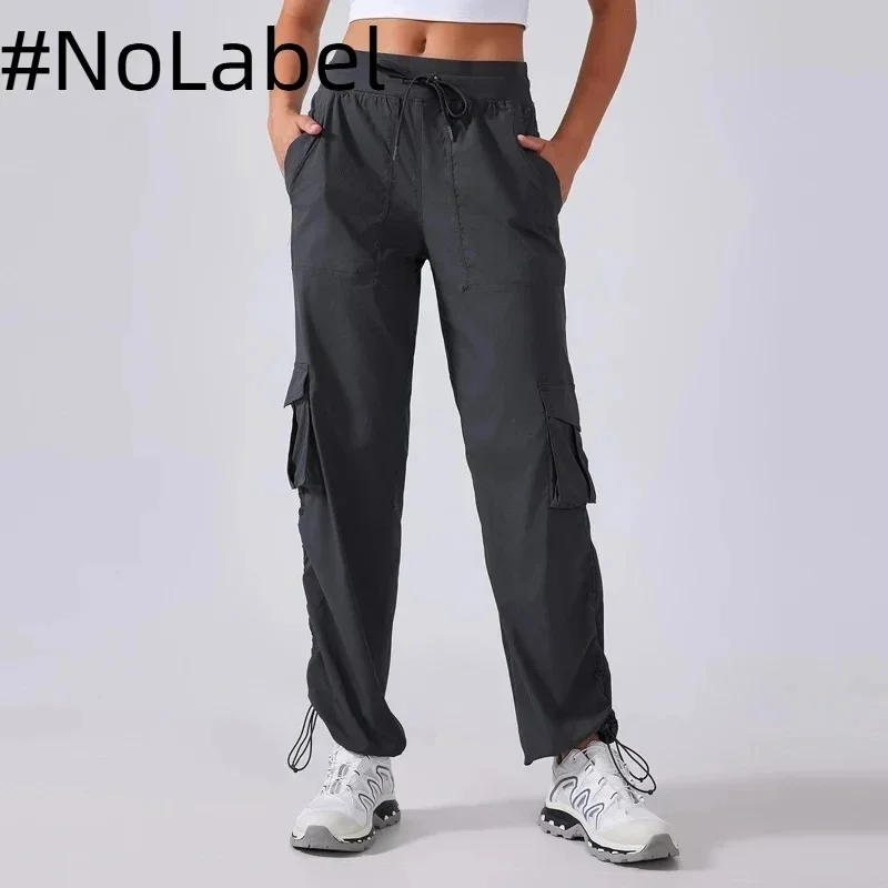 NoneLabelCollection Relaxed Fit Mid Rise Cargo Women Pants Breezy Unrestricted Lightweight Sweatpants Drawstring Waist Joggers