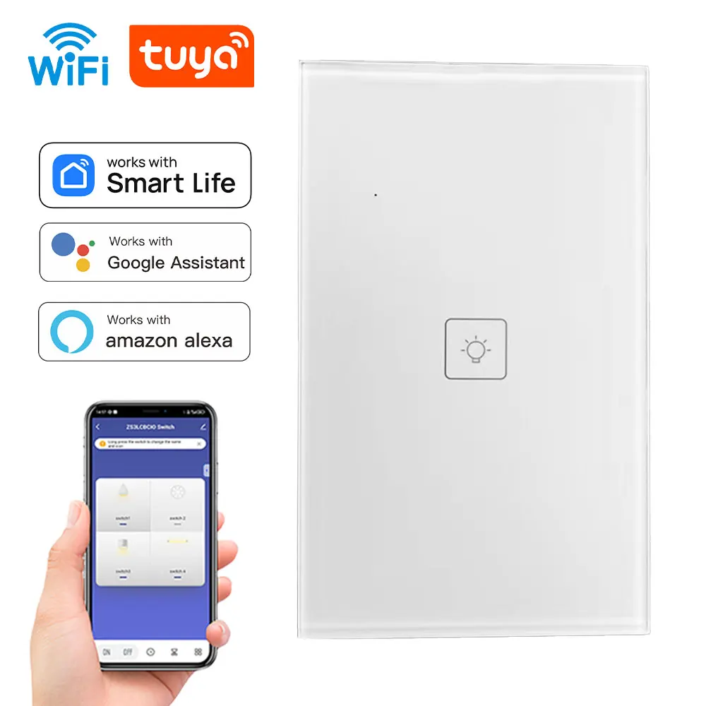 Tuya US WiFi Smart Wall Switch 1/3 Touch Sensor LED Light Switches Alexa Google Home Switch Neutral wire/No Neutral wire