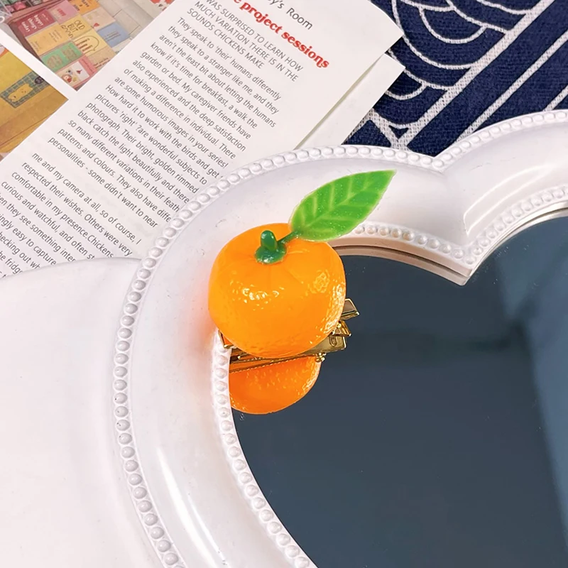 

Креативная заколка для волос с имитацией фруктов, милые забавные индивидуальные мандариновые заколки для волос, боковая челка, фрагментированные аксессуары для волос