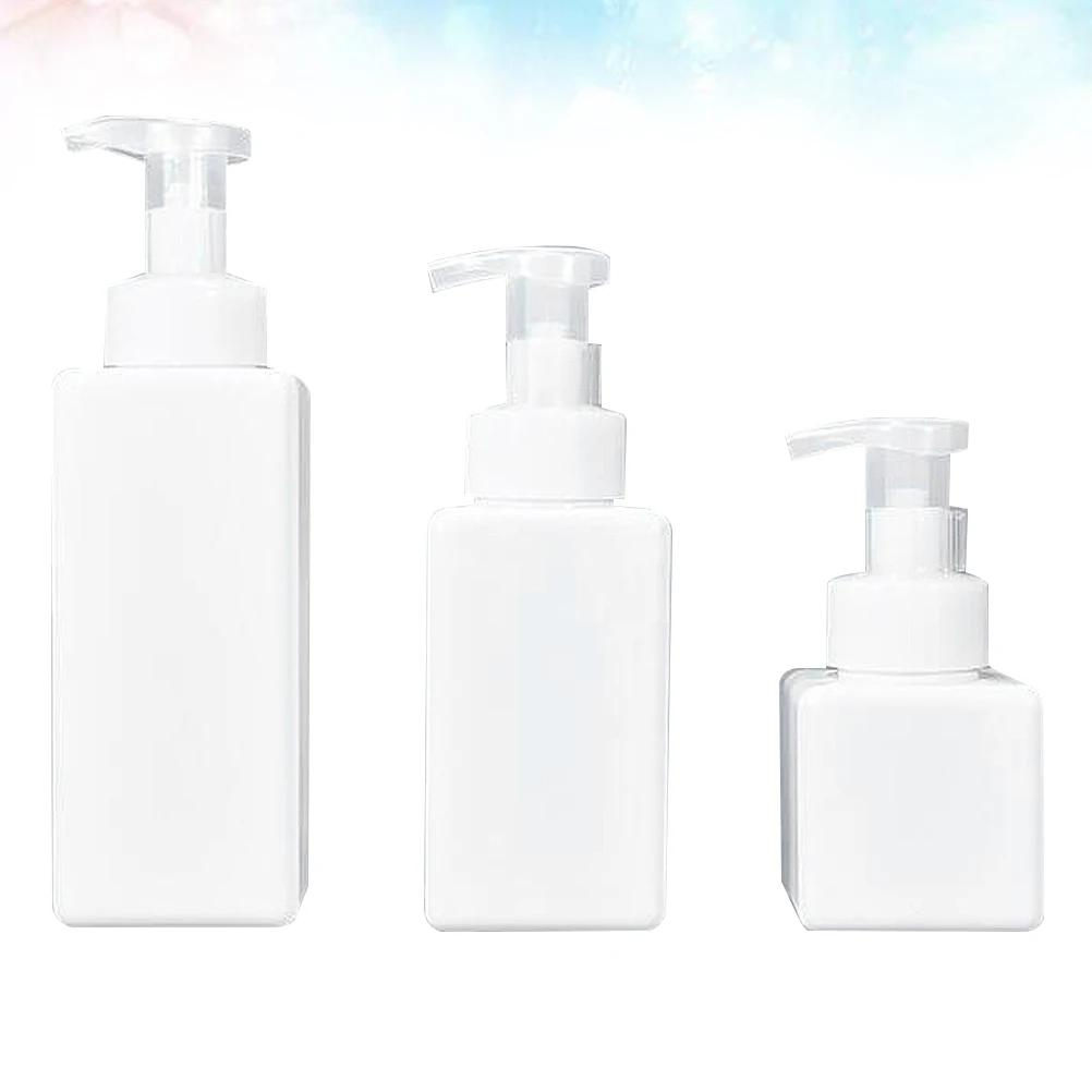 

3pcs Square Lotion Bottle Shampoo Shower Gel Dispenser Set 250Ml 450Ml 650Ml White Large Capacity Plastic Storage Refillable