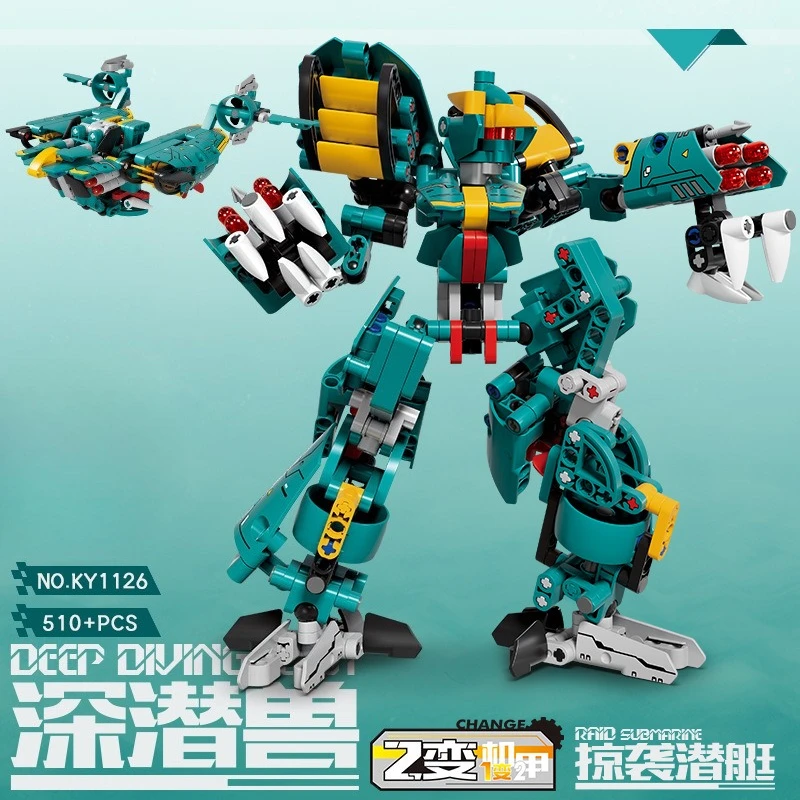 Conjunto de blocos de construção Mecha de transformação de robô - brinquedos criativos de partículas pequenas para diversão de montagem infantil