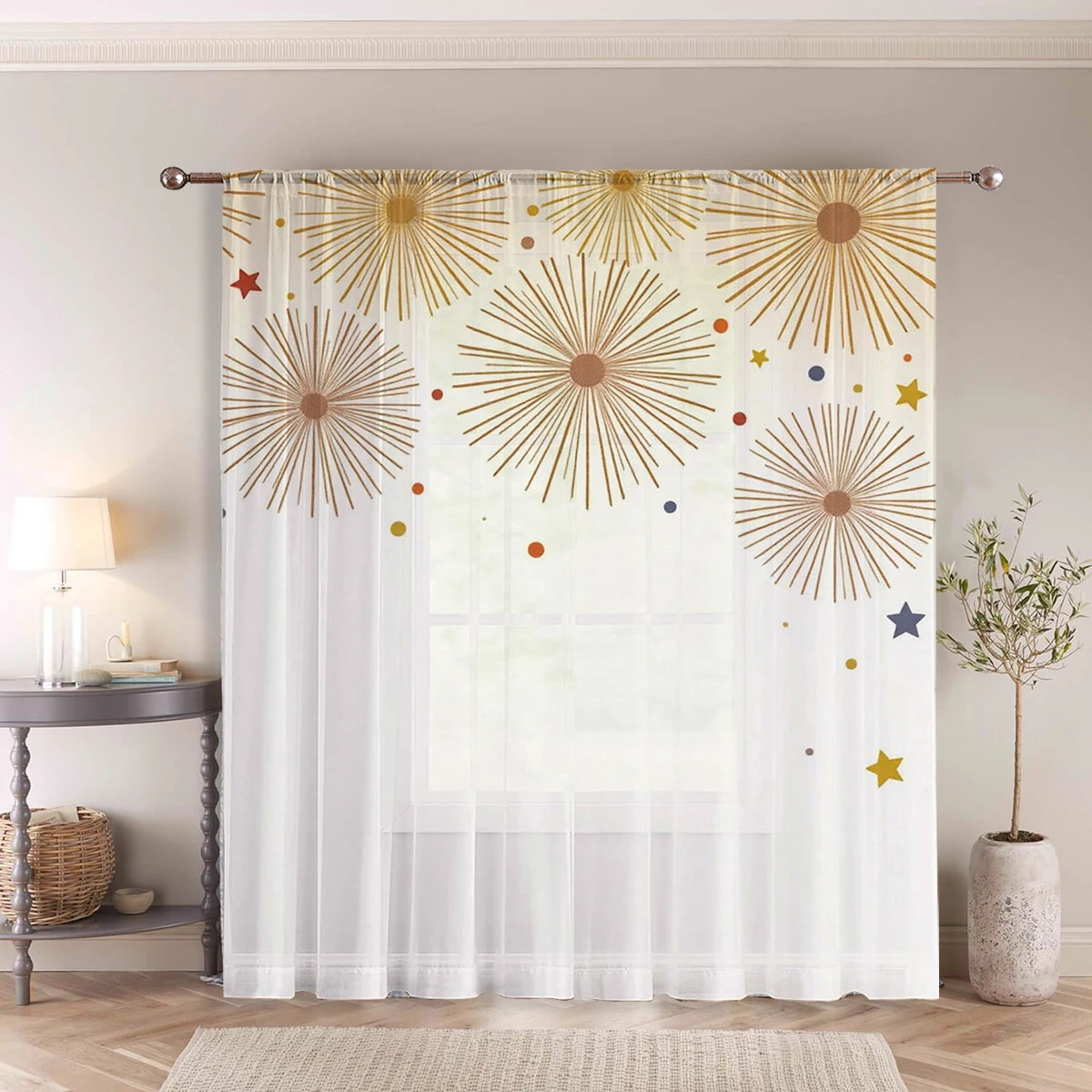 ستارة نافذة على شكل نجمة من قطعة واحدة على طراز الألعاب النارية العتيقة لغرفة المعيشة وغرفة النوم، طبقة نافذة مزخرفة