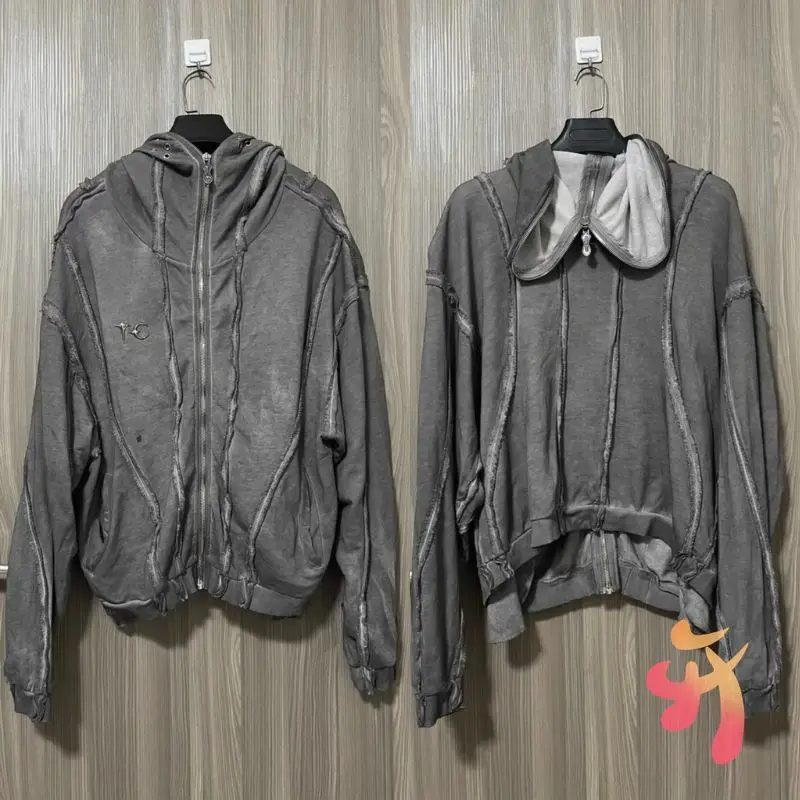 

Винтажная уличная одежда, маска акулы, шляпа, толстовка на молнии, серые куртки THUG CLUB, металлические звезды, луны, логотипы, пальто для мужчин и женщин