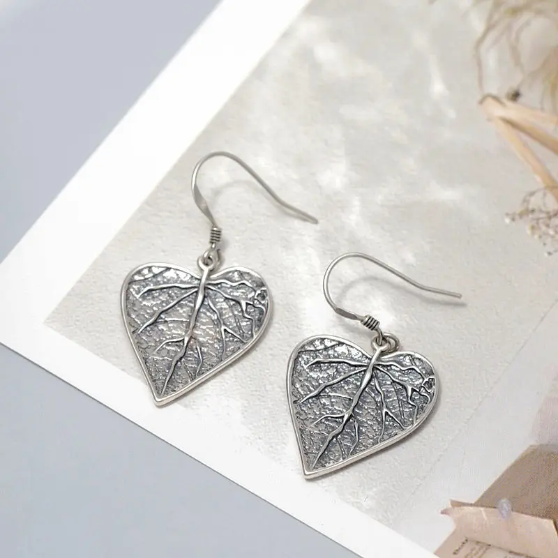 

Vintage Charm 925 Sterling Silver Earring Natural Elegance Delicate Shaped Leaf Silver Earring Creativ Women Jewelry Gift