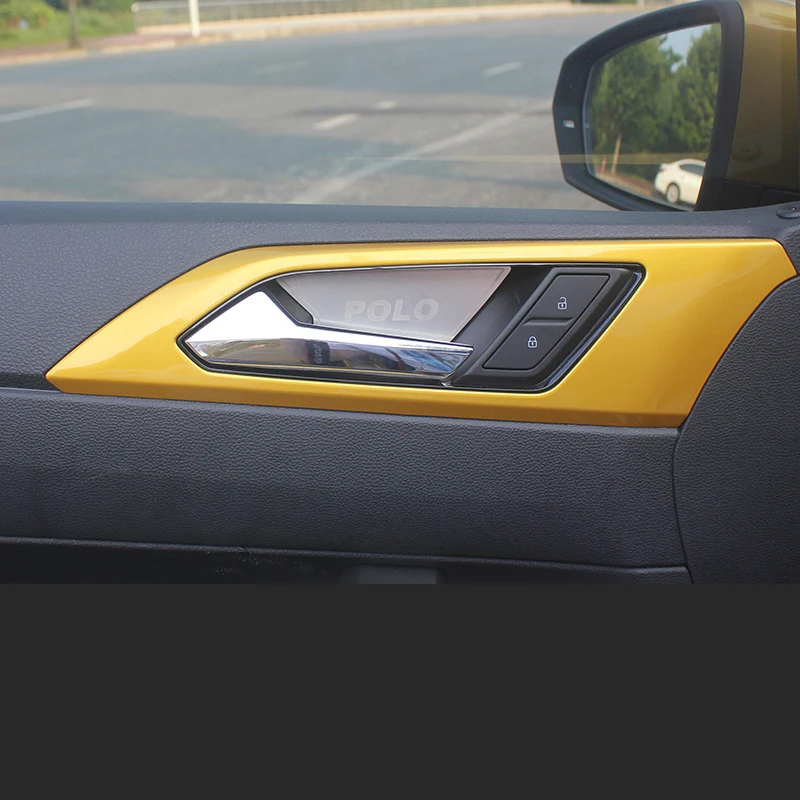 Stainless Steel Inner Door Handle Bowl Cover Sticker Case for Vw Polo 2019 2020 2021 2022 2023 Car Styling  Accessories 4Pcs/Set