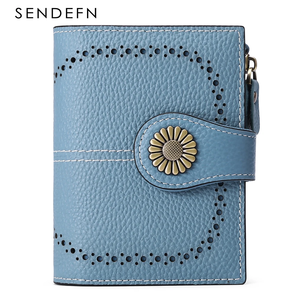 SENDEFN Fashion Leather Women Wallets Zipper Hasp Short Purse RFID Blocking Card Holders Fashion Coin Wallets For Female 5215