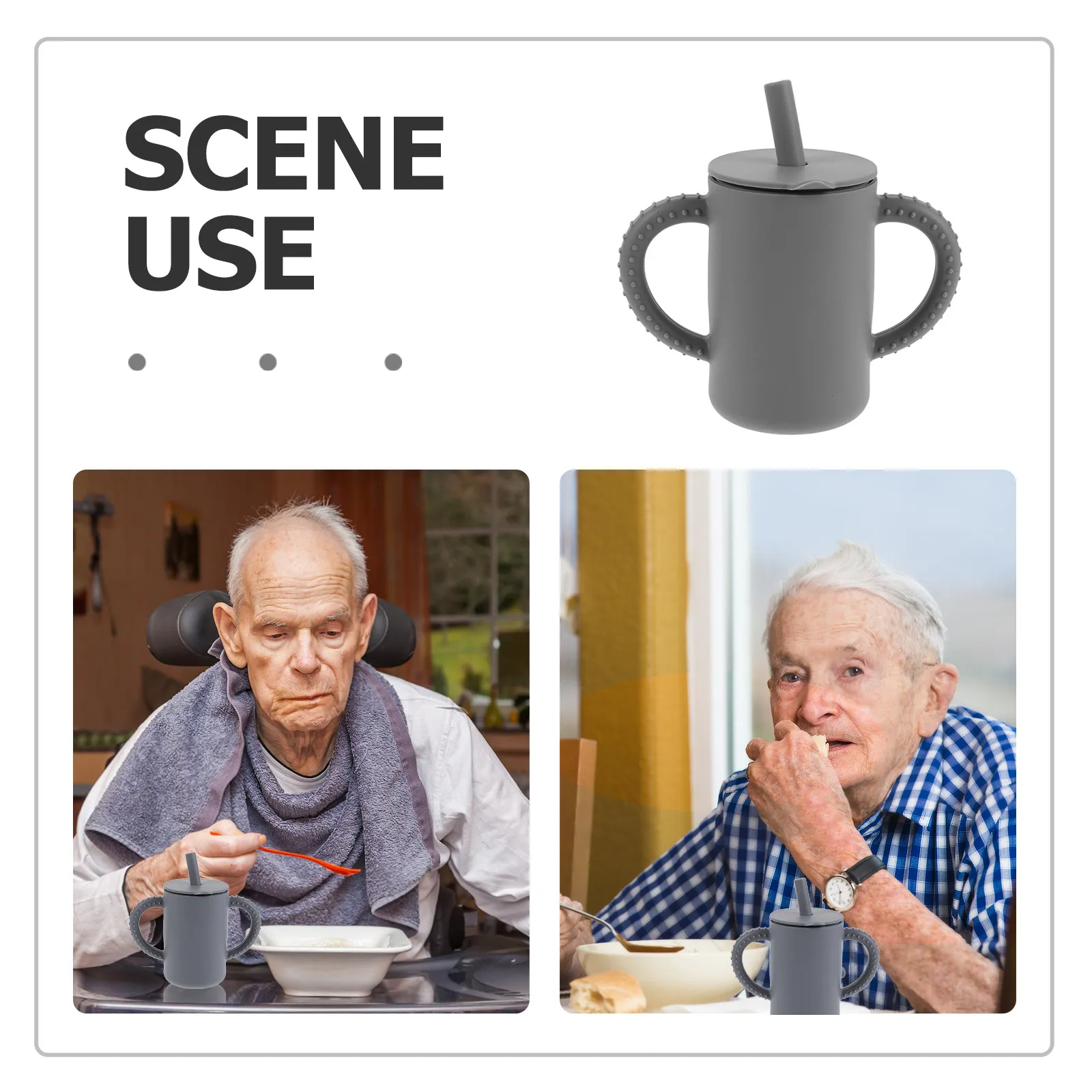 Bedridden Water Cup with Wide Mouth Lid Locking Straw and Anti for Home Care Hospital