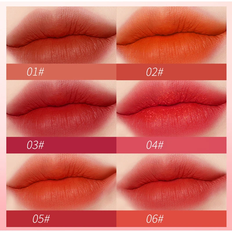 6 kolorów Velvet Mist Lip Mud, matowa szminka w kształcie kuli Lip Glaze długotrwały błyszczący uniwersalny makijaż do oczu usta twarz