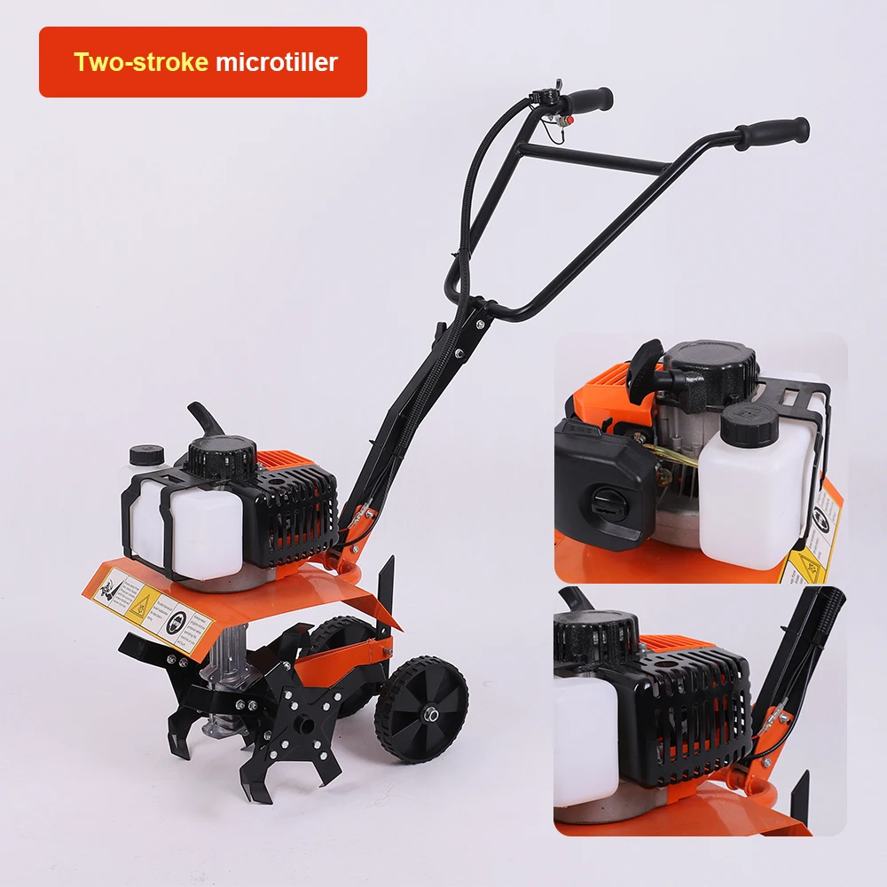 2-Stroke Miniature Petrol Cultivator Multi-Terrain Petrol Cultivator Multifunctional Cultivator Agricultural Gardening Tools