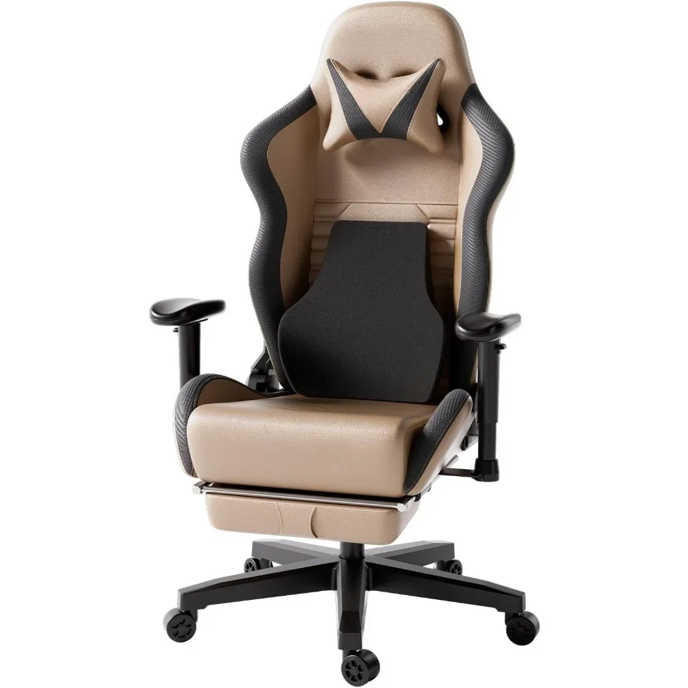 

Racing Style Gaming Chair with Ergonomic Lumbar Support,Adjustable High Back PU Leather PC Chair with Footrest, Gaming Chair