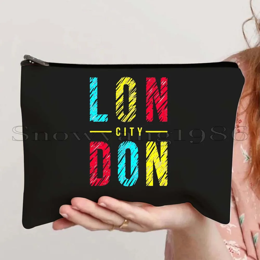 Big Ben London England United Kingdom Bridge Flag Map British Gifts Canvas Cosmetic Bag Makeup Lipstick Travel Pouch Pencil Case