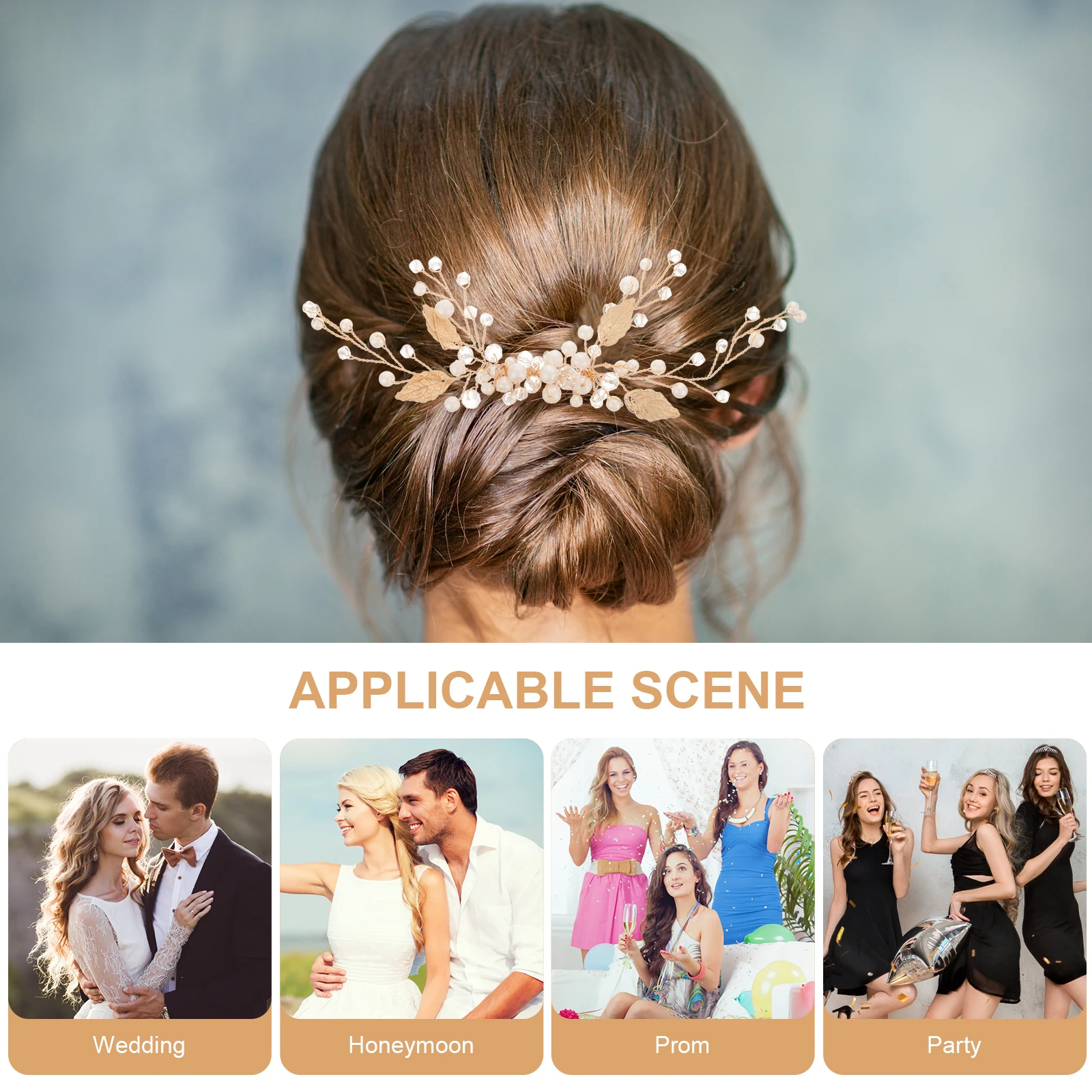 

Gold Leaf Comb 1 Pack Wedding Accessories Bridal Headdress Hair Decor Elegant Wedding Hair Pin Design Jewelry Craft