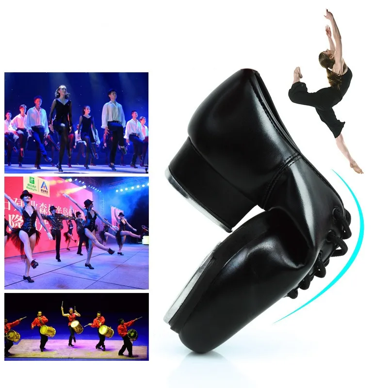 Echtes Leder Erwachsene Tap Dance Schuhe Männer Frauen Kicked Schuhe Sport Leder Weichen Boden High-impact Aluminium Platte Schwarz schuh