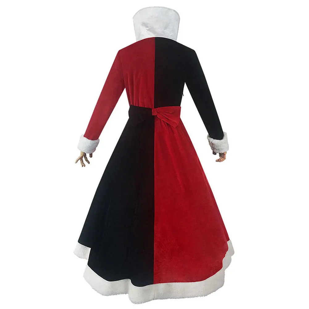 Cartoon Red Hearts Cosplay Queen Costume Women Dress Bowtie Outfits Fantasia Halloween Roleplay Carnival Party Disguise Suit