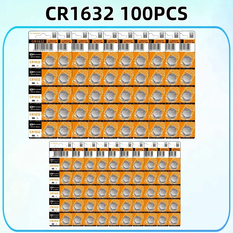 

100 шт. CR1632 литиевая кнопочная батарея CR 1632 DL1632 BR1632 LM1632 ECR1632 3 В батарейки типа «таблетка» для игрушек, часов, дистанционный ключ