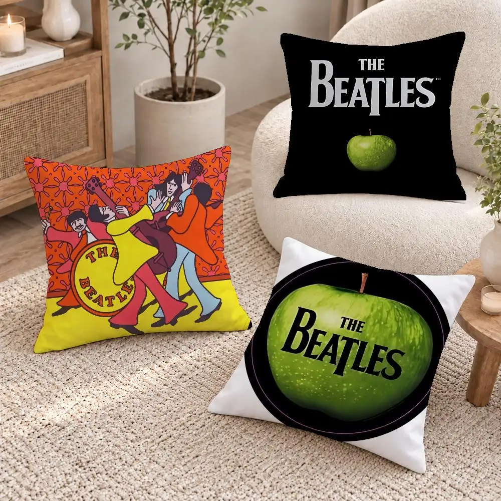Rock Band The Beatles Cushion Cover Washable Short Plush Pillowcase, Wrinkle Resistant Cushion Cover for Bedroom Decor Gift