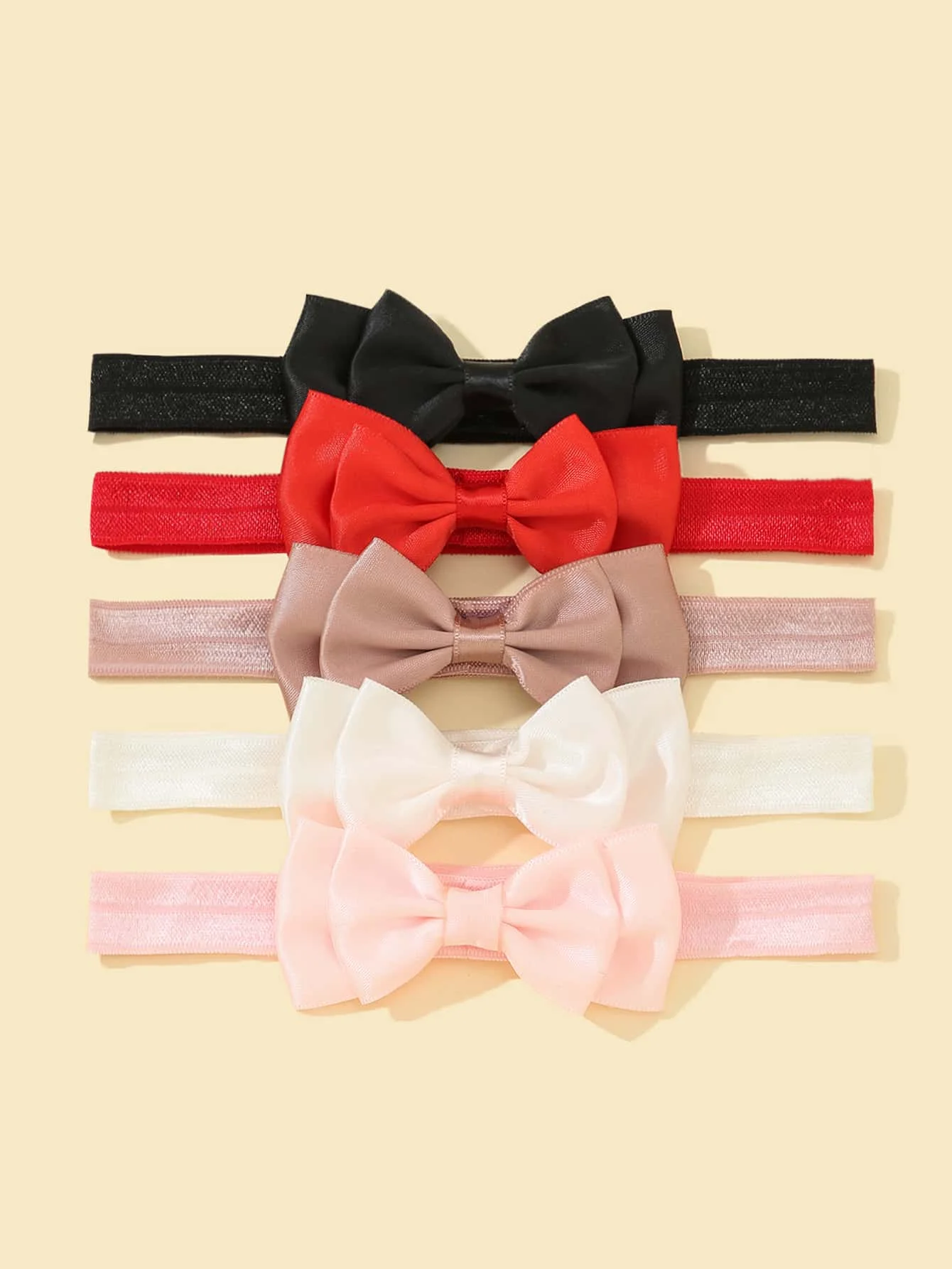 

5pcs/6pcs/7pcs Gold Satin Bow Headbands, Invisible Seams, For Wedding & Party, Infants