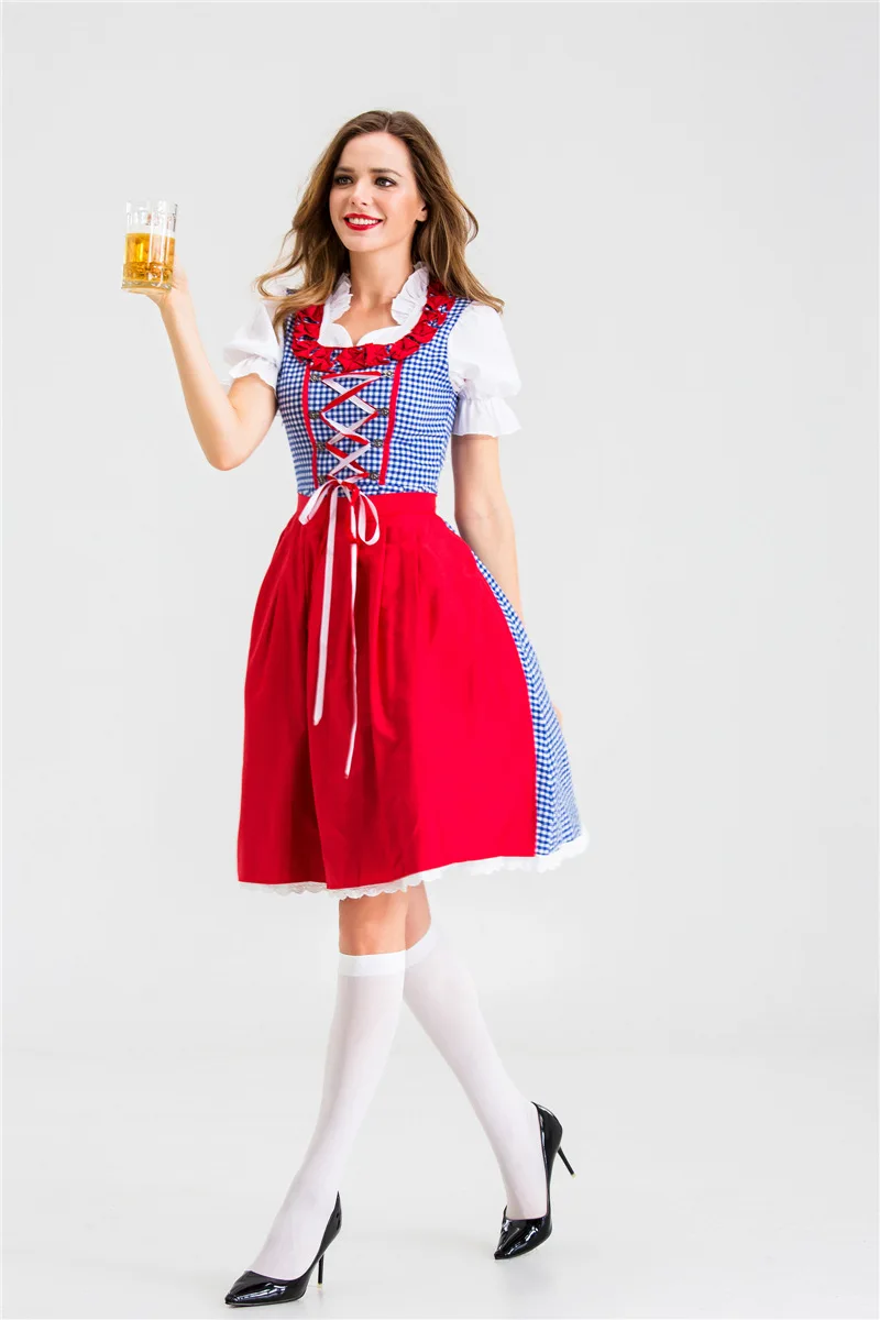 Women Traditional Oktoberfest Dirndl Dress German Bavarian Beer Festival Costume Carnival Party Fancy Costumes