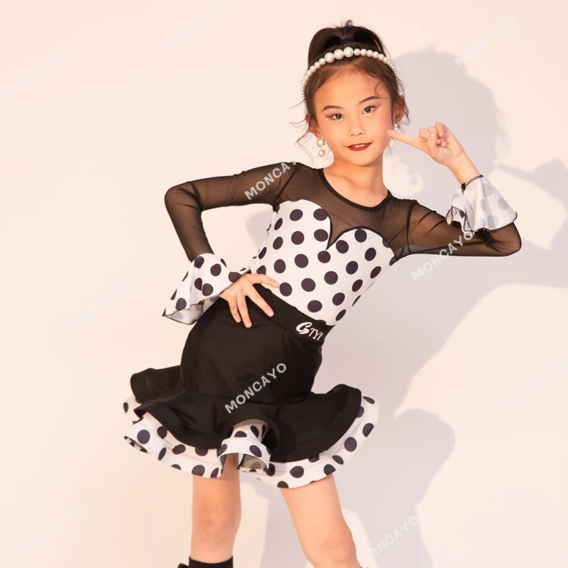 Cha Cha Rumba Tango Latin Dance Dress Girls Kids Samba Salsa Dance Clothes Child Training Competition Ballroom Dance Dresses