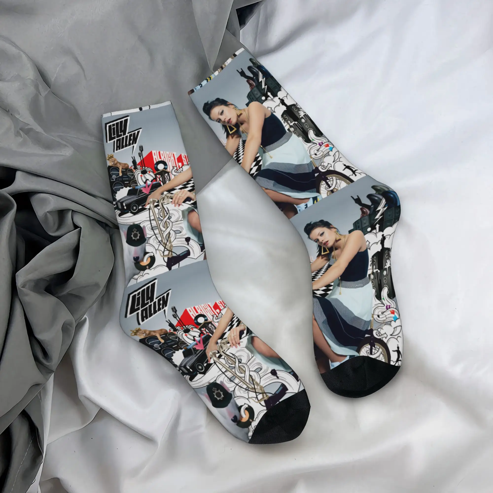 Calcetines Lily Allen West End Girl, medias de moda para adultos y hombres, calcetines de skate de alta calidad, calcetines antideslizantes con estampado de otoño