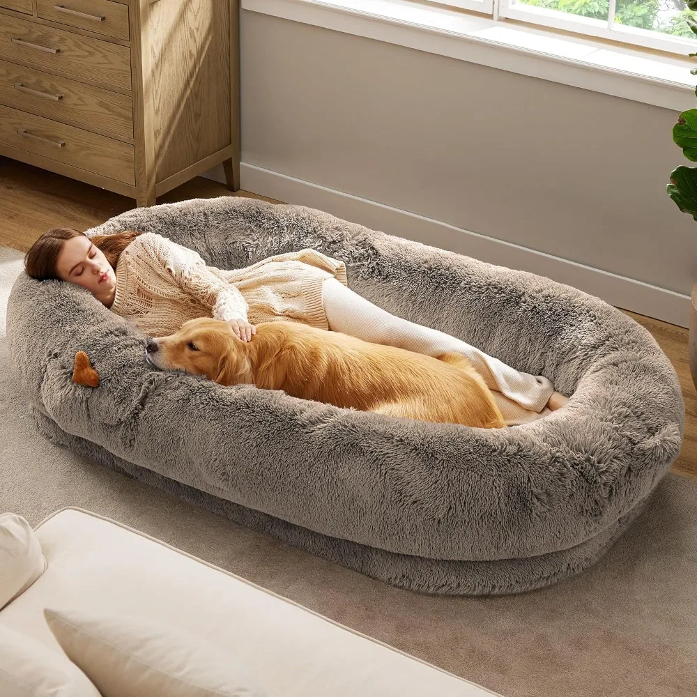 Human Dog Bed for People Adults, Calming Human Size Giant Dog Bed Fits Pet Families with Memory