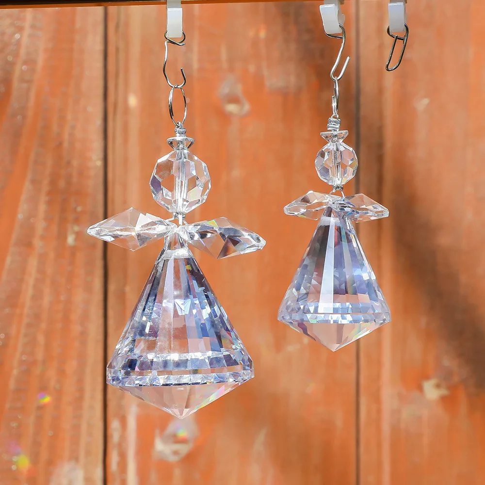 Camal 2pcs Crystal Diamond 30mm Clear Crystal Prisms Hanging Pendant Suncatcher Chandelier Part Wedding Favors Home Garden Decor