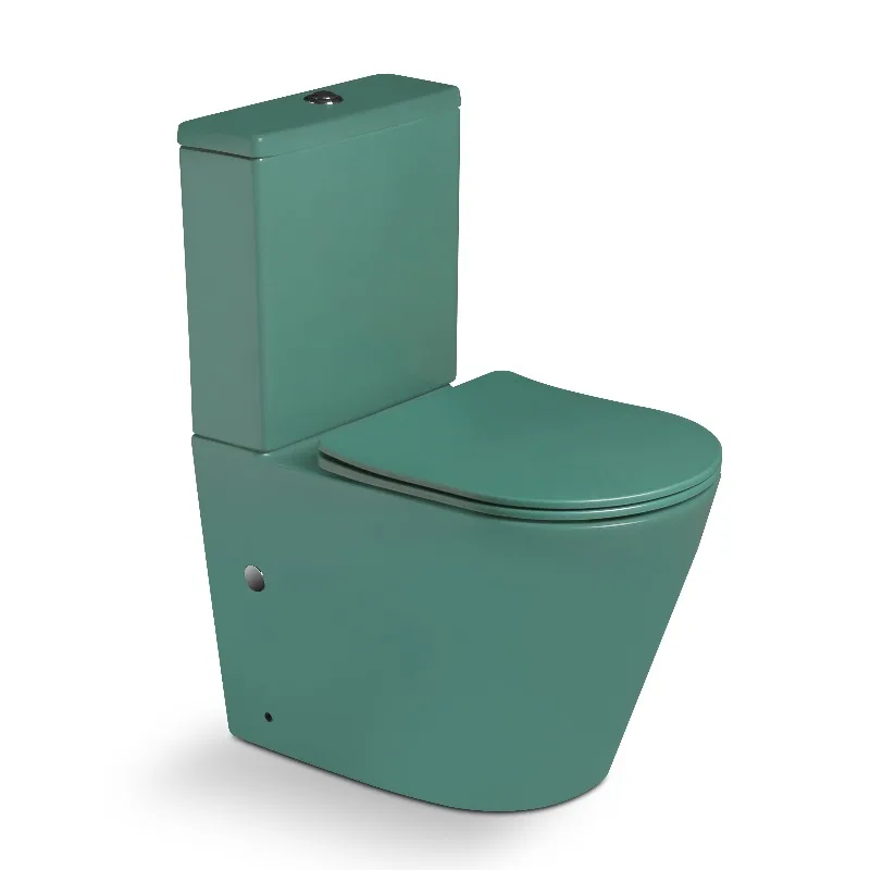 New bathroom ceramic two-piece matte green flush toilet frameless bathroom toilet